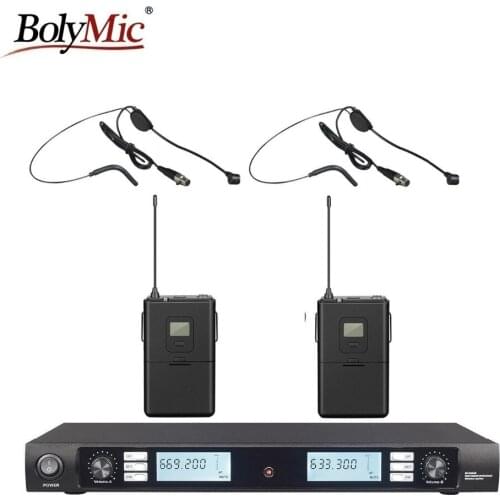 Bolymic Professional 200 Channels UHF headset condenser microphone mic system