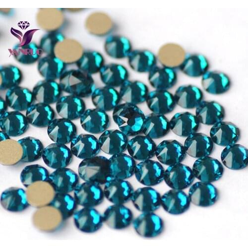 YANRUO 2088NOHF Flatback Blue Zircon All Size Glass Decorative Crystals Self Adhesive Rhinestones for Clothing Bag Craft Gems
