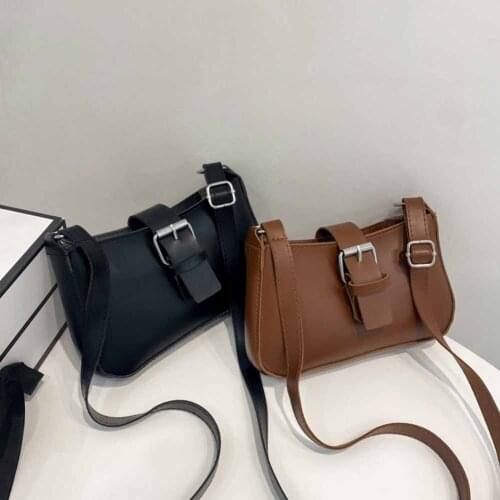 Fashion Women Pin Buckle PU Leather Shoulder Crossbody Messenger Bag Casual Ladies Solid Color Small Handbags Purse