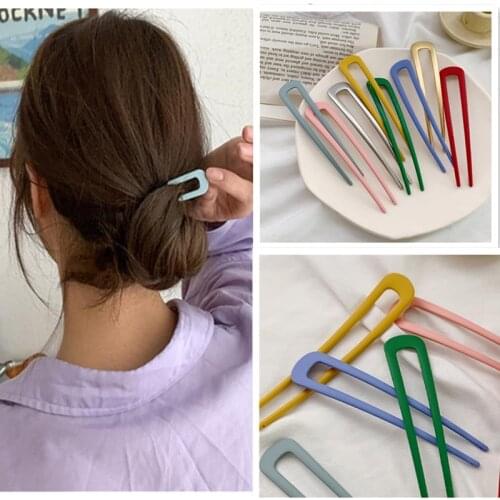 U Shaped Hair Pin Stick French Style U Shape Hair Clips Tortoise Shell U Sticks Pins for Women Girls Hairstyle Accessories