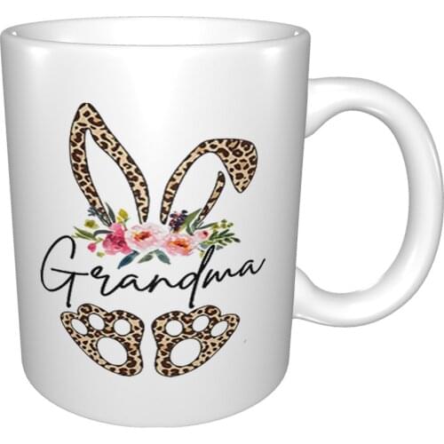 Rabbit Bunny Leopard Grandma Flower Mug Coffee Cup Coffee Mug Metal Cups Cafe Vase