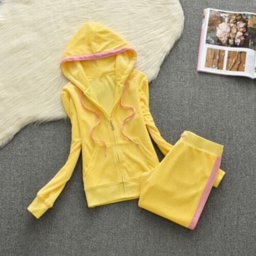 Spring/Autumn Velvet Suit Striped Sweater Hooded Long-Sleeved Long Pants Sportswear 2 Piece Suit Women Tracksuit S-XL