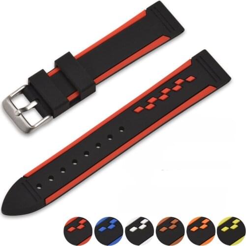 High Quality Silicone Watchband Universal Flat Head Silicone Strap 20mm 22mm 24mm Sport Waterproof Bracelet