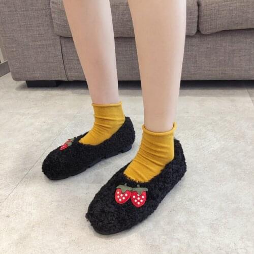 Female Warm Fur Moccasins Flat Shoes Cow Suede Winter Women Loafers Slip-On Fashionable Womens Shoes Zapatos De Mujer W36-91