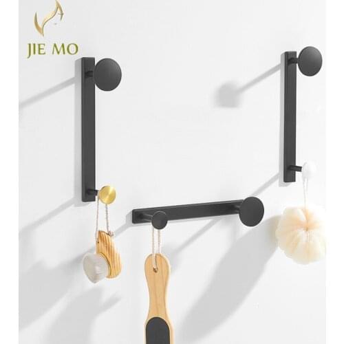 Gold black hook bathroom hook brushed gold single hook badroom hook space aluminum material