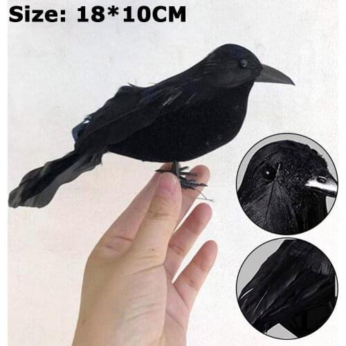 1PCS Halloween Black Crow Fake Bird Toys PVC Ravens Realistic 18*10CM Decoration Props Gift Dress Fancy Toy Simulation Prop F9P5