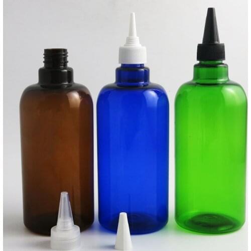12pcs Empty Big 500ml PET cosmetic cream lotion shampoo pump cleanser bottle Amber Blue Green plastic Spout cap Makeup bottle