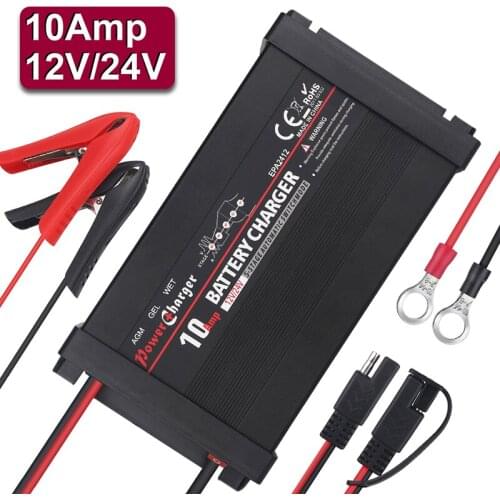 5 Stages 10A Pulse Repair Car Battery Charger Automatic Smart Wet Lead Acid Battery Power Charging Auto 110v 220v 12v 24v