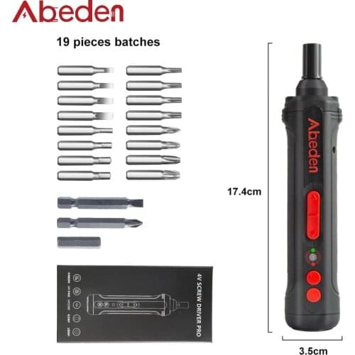 Abeden 4V Electric Screwdriver Kit USB Rechargeable Mini Smart Cordless Power Screwdriver Multi-Positional with 19pcs Screws