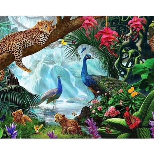 Diamond Embroidery Animals Scenes 5D DIY Diamond Painting Leopard & Peacock Cross Stitch Mosaic Rhinestones for needlework Decor