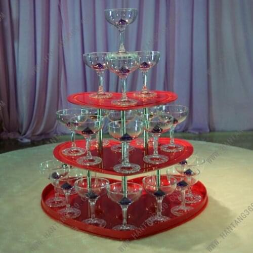 Banquet champagne tower,Party table wine tower, three tiers heart-shaped red wine tower, festive party supplies
