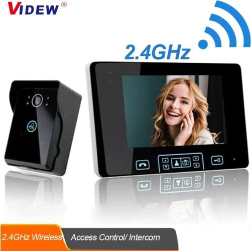 2.4GHz Wireless Video Doorbell Intercom System Camera Door Bell with 7 Inch Screen Monitor Unlock Access Control for Home Villa