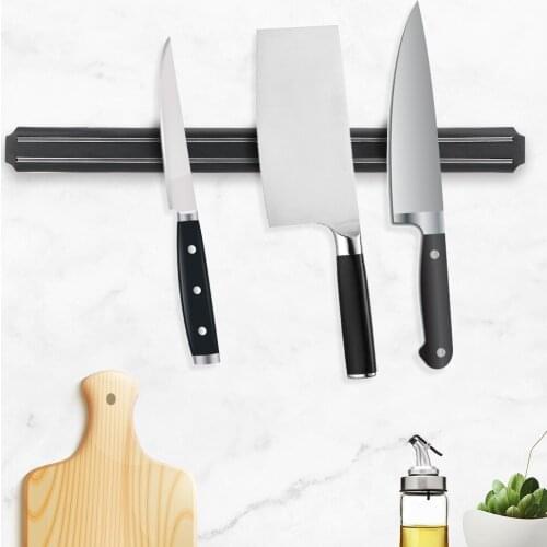 Black 33-55CM Magnetic Knife Holder Wall Mount Magnetic Strip Knife Holder For Metal Knife Kitchen Bar Knife Storage Block