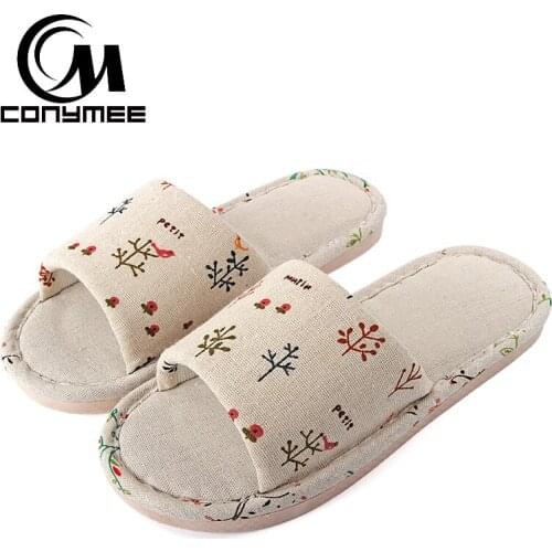 CONYMEE 2018 Summer Cool Slippers Flats Shoes Woman Sweat-proof Flip Flops Sandals For Women Men Indoor Home Slipper Floral Shoe