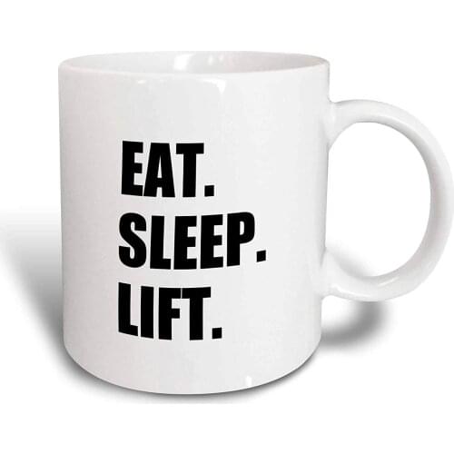 Eat Sleep Weightlifting-Weight Lifting Fitness Body Building" Two Tone Mug, 11 oz