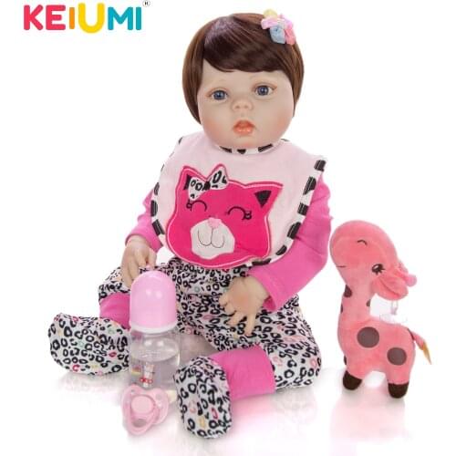 KEIUMI Hot Sale 23'' Boneca Reborn Doll Reborn Vinyl Silicone Handmade Ethnic Doll Menina Lifelike Kids Playmates Birthday Gifts