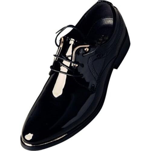 Classic Business Office Formal Leather Shoes Men Pointed Toe Men Dress Shoes Metal Elegant Party Wedding Dress Shoes Leather Men