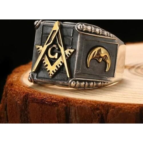 New Thai silver sun moon geometric ring designer original unique craft punk style domineering exaggerated mens jewelry