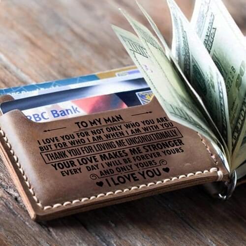To my man Wallet Slim Bifold Genuine Leather Minimalist Front Pocket Wallets for Men with Money Clip