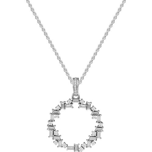 Shards of Sparking Pendant & Necklace Clear CZ Fits For Beads & Charms DIY Chain Fashion Female Necklace Sterling Silver Jewelry
