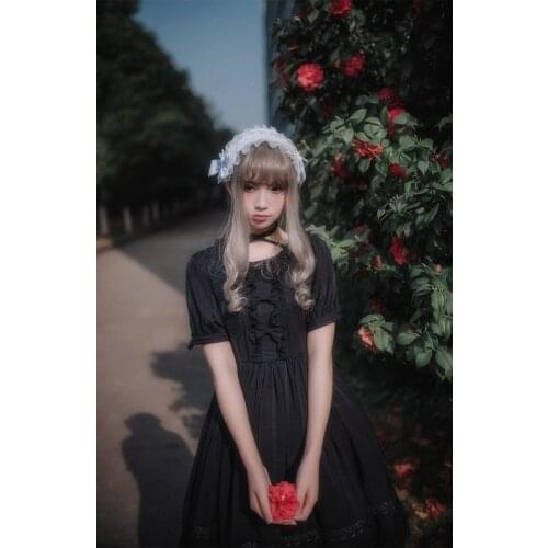 Summer sweet lolita dress kawaii girl retro lace bowknot lantern sleeve victorian dress gothic lolita op tea party loli cos