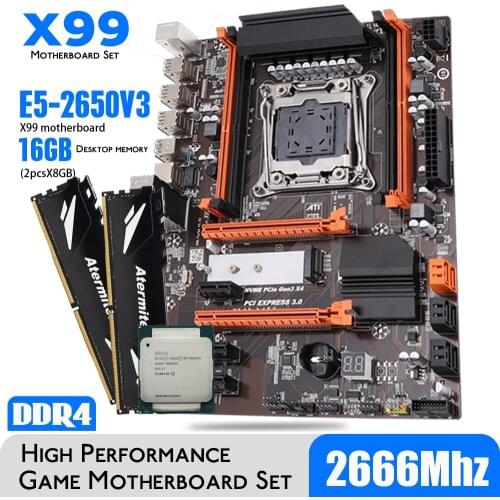 Atermiter X99 D4 DDR4 Motherboard Set With Xeon E5 2620 V3 LGA2011-3 CPU 2pcs X 8GB = 16GB 2666MHz DDR4 PC4 Memory REG ECC RAM