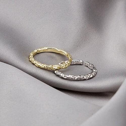 Fashion Irregular Texture Metal Opening Ring Simple Design Gold Silver Color Ring Accessories Charming Womens Party Jewelry
