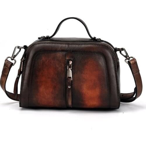 Retro High Quality Genuine fashion leather Leisure Chic Womens Bags New Handmade Large Capacity Cowhide Shoulder Bags