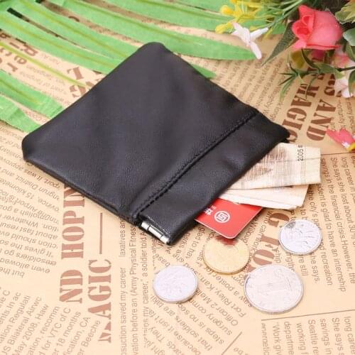Men Ladies Genuine Leather Coin Pouch Snap Top Purse Strong Metal Spring Closure Small Change Bag