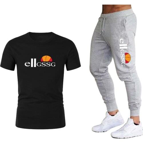 2021 spring and summer new mens and womens track and field fitness sports running training T-shirt + trousers two-piece trend