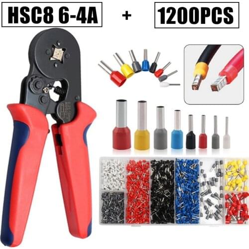 1200pcs Wire Terminal Crimp Connector Insulated Uninsulated Cable Terminals End Ferrules HSC8 6-4A Crimping Pliers Tool