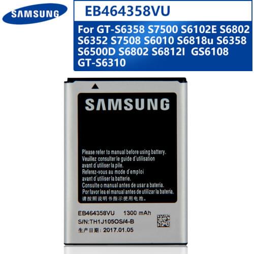 Original Replacement Phone Battery EB464358VU For Samsung GT-S6358 S7500 S6102E S6802 S6352 S7508 S6010 S6818u S6358 1300mAh