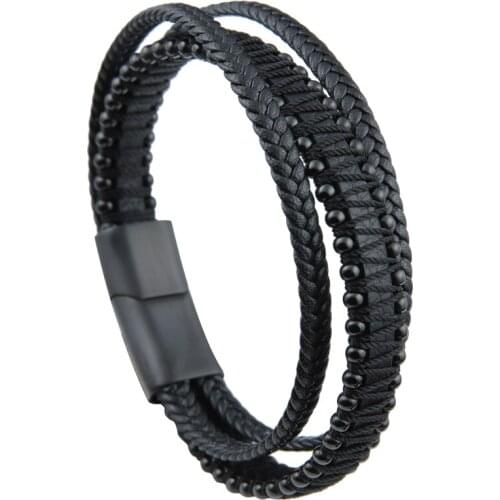 Vanbula Retro Fashion Original New Braided Stainless Steel Charm Mens Leather Bracelet Holiday Gift Bracelet Jewelry