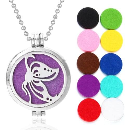 Aroma Diffuser Necklace Perfume Essential Oil Diffuser Butterfly Aromatherapy Locket Pendant Necklace Fashion Jewelry +10Pads