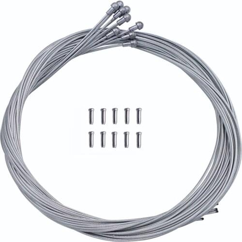 Road Bike Bicycle 5 Gear & 5 Brake Inner Cable + 10 Crimps For SHIMANO/SRAM Steel Bicycle Brake Cables Wire Cycling Accessories