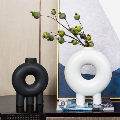 Nordic Abstract Ceramics Flower Vase Home Table Decor Flower Pot Arrangement Garden Desk Creative Ornaments Dried Flower Vases