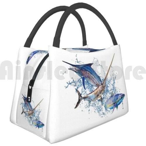 Cooler Lunch Bag Picnic Bag Blue Marlin Swordfish Tuna 2461 Fishing Marlin Tunatiger Shark Shark Ocean Saltwater