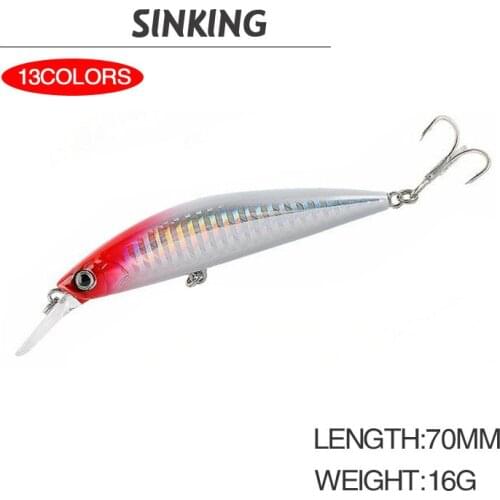 1Pcs Luminous Sinking Minnow Fishing Lures 16g 70mm Hard Bait Wobblers Isca Artificial Sea Crankbait De Pesca Tackle