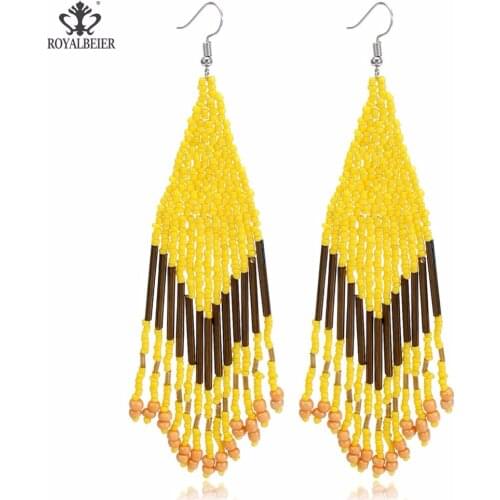 ROYALBEIER New Fashion Bohemian Female Dangle Earring Handmade Party Gift Drop Jewelry Hot Bijoux Statement Earring Wholesale