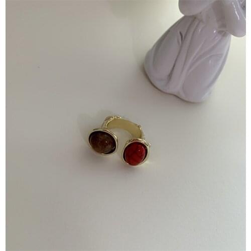 TIMEONLY Vintage Contrast Color Crystal Open Rings for Women Ladies Multi Color Charms Ring Wedding Gifts Jewellery Elegant