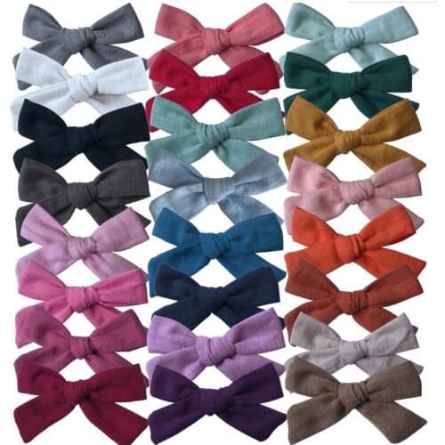 50Pcs/lot 3" Plaid/Floral Cotton Hair Bow With Hair Clip Or Nylon Headband Handmade Hot-sale Elastic Kids DIY Hair Accessories