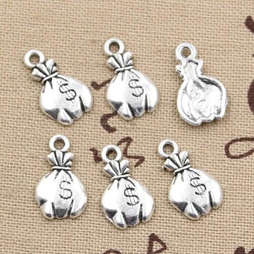 30pcs Charms Sack Of Money Dollars 19x11mm Handmade Pendant Making fit,Vintage TibetanBronze,DIY For Necklace
