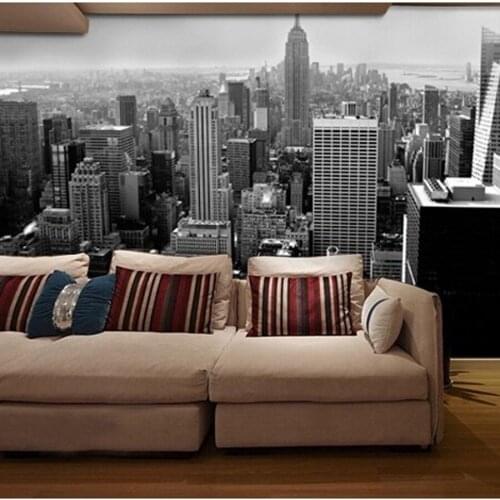 Beibehang 3d wall paper Simple black and white architectural style city building in Manhattan, New York wall 3D mural wall paper