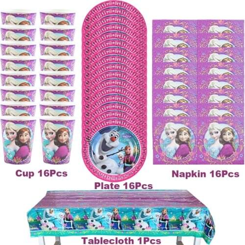 49pcs Purple Frozen Anna Elsa Princess Birthday Party Decorations kids Disposable Tableware Birthday Party Decorations Supplies