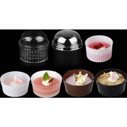 50pcs High quality disposable plastic mousse pudding jelly tiramisu dessert cake cup 110ml small baking package cup with lid