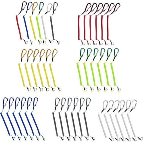 6pcs Fishing Coiled Lanyard Heavy Duty Safety Boating Rope Retractable Wire Fishing Tools Lanyards