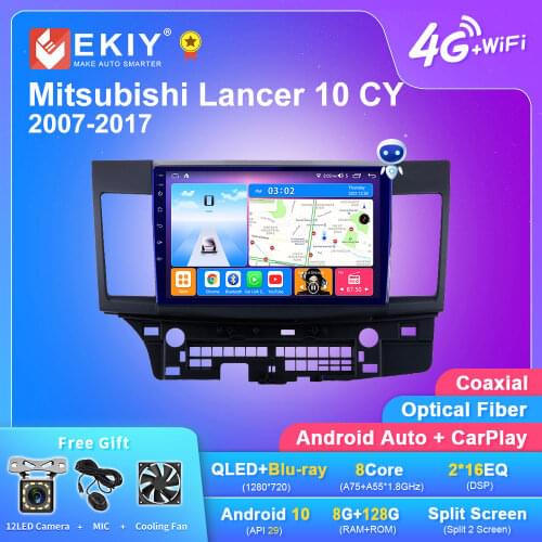 EKIY 10'' GPS Navigation Car Video Android 9.0 Player For MITSUBISHI LANCER 2007-2018 Multimedia Autoradio USB System Stereo DVD
