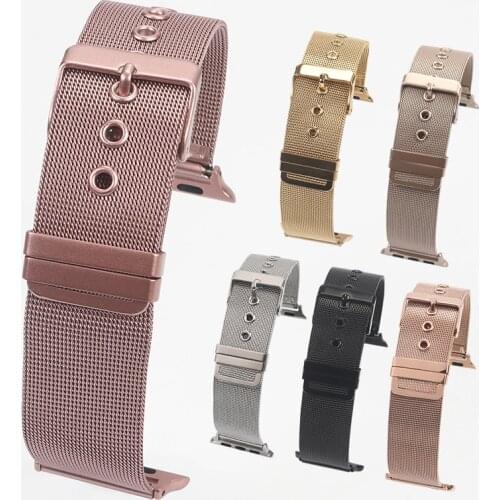 Milanese Loop Band for Apple watch 42mm 38mm Link Bracelet Strap adjustable buckle with adapter For iwatch Series 3 / 2