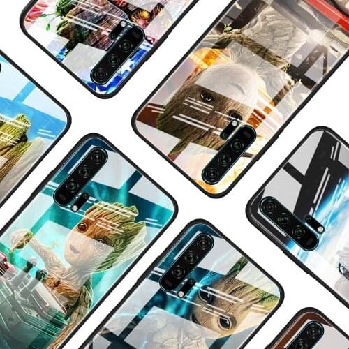 Groot Marvel Avengers for Honor 30 20 10 9X Pro Plus Lite 8X Huawei Y8P Y6P Y5P Y9 Y7 Y6 2019 Tempered Glass Phone Case