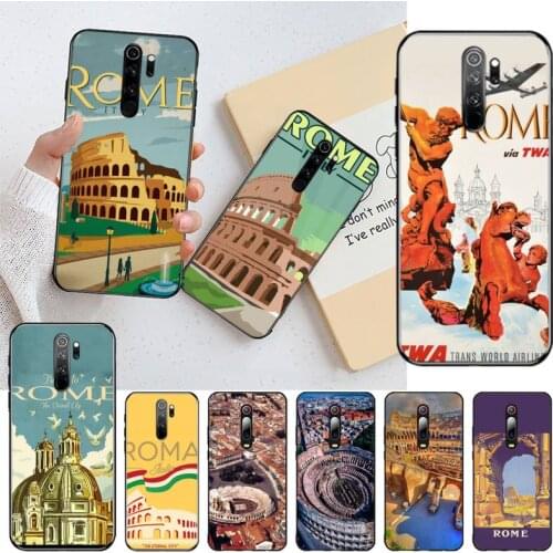 Vintage Colosseum Rome Italy Soft black Phone Case for Redmi Note 8 8A 8T 7 6 6A 5 5A 4 4X 4A Go Pro